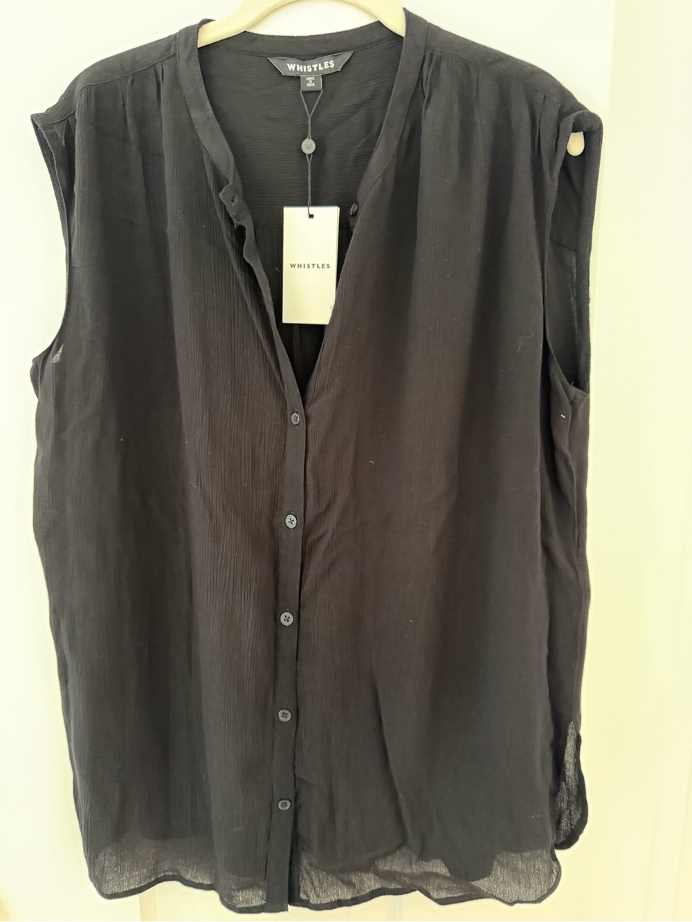 Whistles Black Sleeveless Button-Down Shirt
